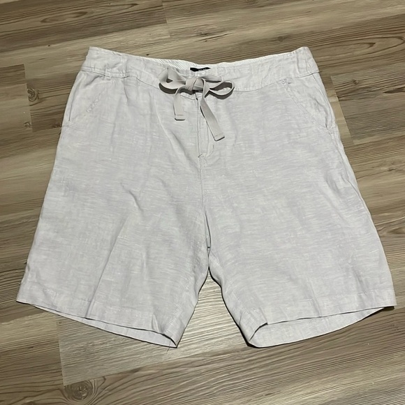 Jones & Co linen shorts Button Zip Drawstring Womens 14 Beige Casual Summer - Picture 2 of 11